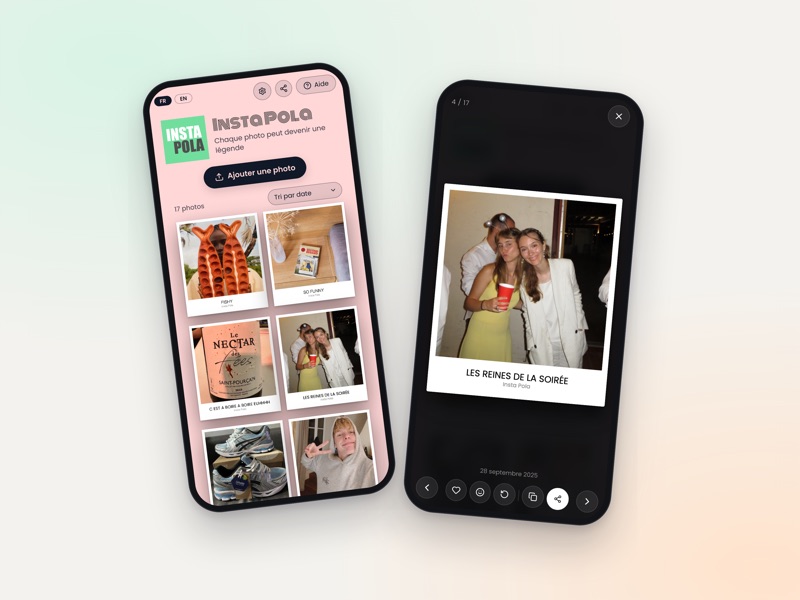 La galerie Insta-Pola sur deux téléphones