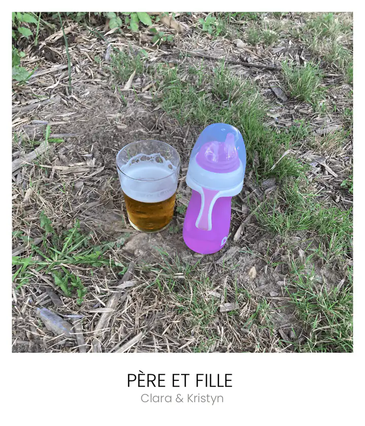Polaroid légendé « Père et fille »